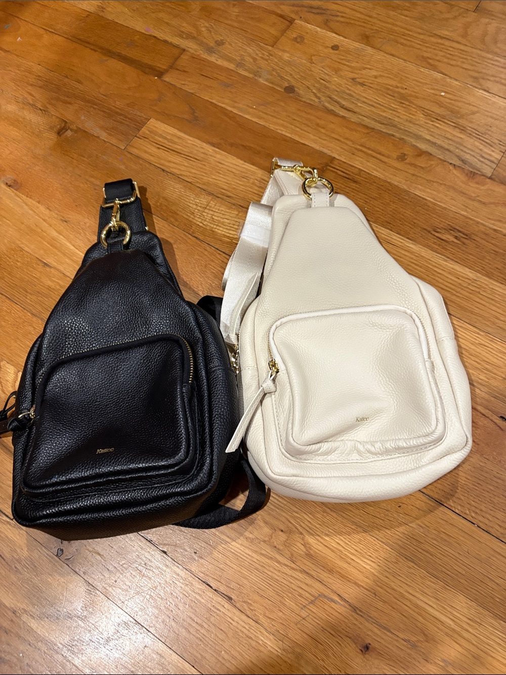 Women’s Lot of 2 Genuine Cowhide Leather Sling Bags in Black or Cream by